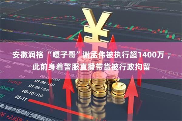 安徽润格 “嘎子哥”谢孟伟被执行超1400万 ，此前身着警服直播带货被行政拘留