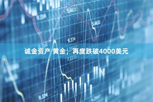诚金资产 黄金，再度跌破4000美元